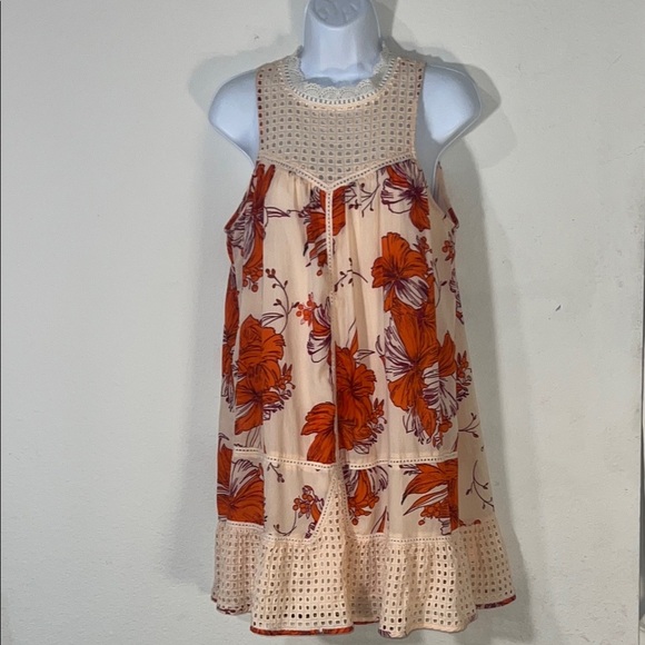 Entro Orange and Cream Halter Sundress Casual Resort Wear - Picture 1 of 9